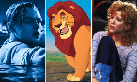 triptych of shots from films: Leonardo DiCaprio in Titanic, Mufasa in The Lion King and Nancy Allen in Blow Out.