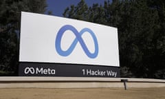 Meta sign at the company headquarters in Menlo Park, California.