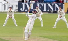 Essex’s Paul Walter pulls a short delivery against Surrey at the Oval.