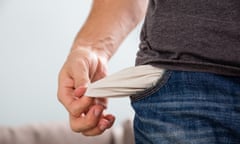 Close-up Of A Man Holding Empty Pocket With His Hand<br>KC65W5 Close-up Of A Man Holding Empty Pocket With His Hand