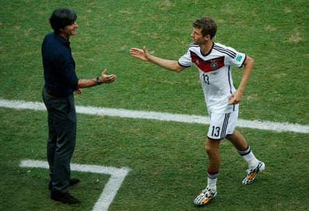 Löw and Müller together at the World Cup in 2014.