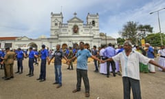 Soldiers secure the area around St Anthony’s shrine in Colombo on Sunday.