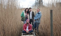 Right to Roam. Right to Roam campaigners publish “Wild Service” book, which is a call for people to become activists to save nature. Including contributions by Nick Hayes (pink), Jon Moses (dark green), Nadia Shaikh (woman), Paul Powlesland (blue). At the River Roding, near Barking, Essex. 29-03-2024 Photograph by Martin Godwin