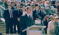 Australian prime minister Paul Keating delivers the eulogy to the unknown Australian soldier