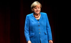 Angela Merkel at the Berliner Ensemble theatre on Tuesday night.