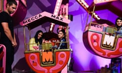 Mother and daughter duo ride the Mecca Max Ferris Wheel at Meccaland in Eveleigh, Sydney.