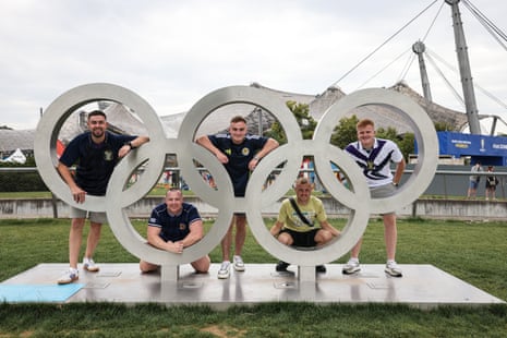 Scotland fans arrive at Olympiapark in Munich.