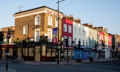 Boarded-up shops in Camden, London