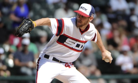 Chris Sale doesn’t seem too cut up about wearing this alternate White Sox jersey, does he?