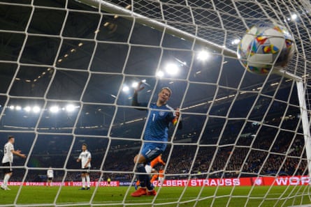 Virgil van Dijk scores past Manuel Neuer.