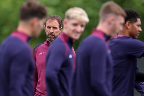 Gareth Southgate takes England training.