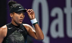 Naomi Osaka during her first-round match against Caroline Garcia at the Qatar Open