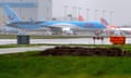 A grounded TUI Boeing 737 Max aircraft at Schiphol airport