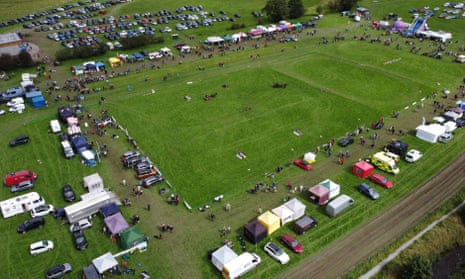 Overhead view of the Hawkshead Agricultural Show, Cumbria.