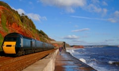 Train through Dawlish, Devon