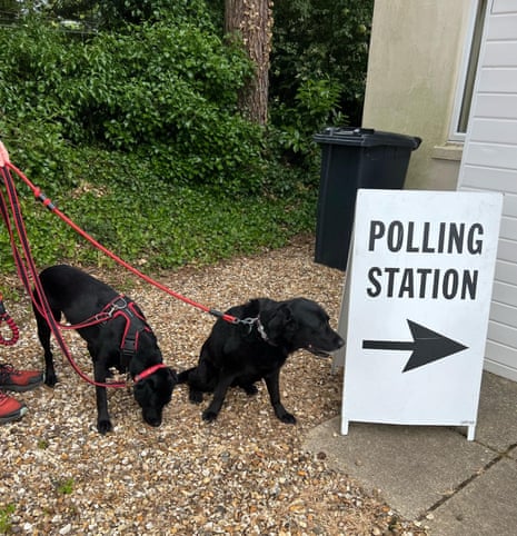 Lily and Jess at a polling station in Dorset.