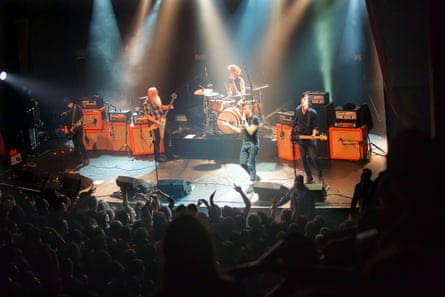 American rock group Eagles of Death Metal performing on stage at the Bataclan just prior to the attack.