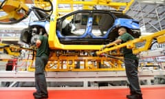 Production line at Jaguar Land Rover plant.