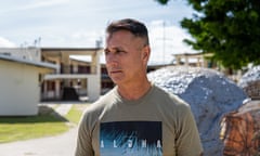 Walter Denton outside the former rectory of Anthony Apuron, the former archbishop of Guam, whom Denton alleges abused him as a child.