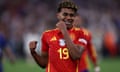 Lamine Yamal celebrates at the end of the Uefa Euro 2024 semi-final match between Spain and France in Munich on 9 July.