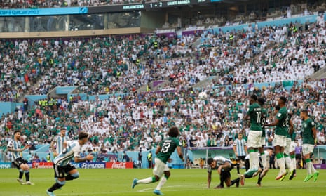 Action from Argentina’s defeat by Saudi Arabia at Lusail Stadium