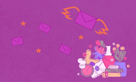 An illustration showing emails with wings