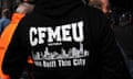 File photo of CFMEU workers at a picket line in Melbourne
