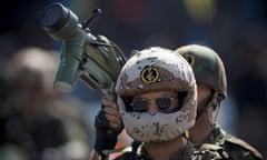 Members of Iran's Revolutionary Guards participate in a military parade in Tehran.