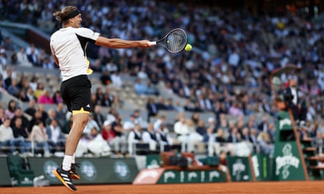 Alexander Zverev smashes a forehand back at Alex de Minaur.