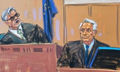 Sketch of man in wearing suit and glasses glasses looking at another man wearing suit and tie