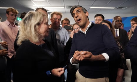Prime Minister Rishi Sunak at Romsey Rugby Club, Hampshire, while on the General Election campaign trail.