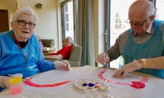 Residents paint rainbow pictures