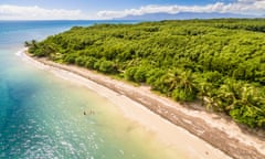 France,Caribbean,Lesser Antilles,Guadeloupe,Grande-Terre,Le Gosier,aerial view of the Salines beach,mangrove in the background (aerial view)<br>M0PATR France,Caribbean,Lesser Antilles,Guadeloupe,Grande-Terre,Le Gosier,aerial view of the Salines beach,mangrove in the background (aerial view)