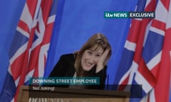 Allegra Stratton press briefing rehearsal Downing Street staff shown joking in leaked recording about Christmas party they later denied