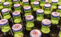 Heineken beer bottles of the alcohol free beer brand Heineken 0.0.