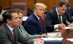 Donald Trump in a courtroom in New York City on 4 April. 