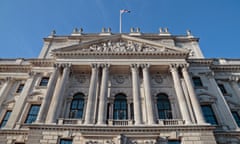 Front facade of HM Treasury Building, Whitehall, London. The head of the IFS says a potential Labour government is more likely to soften debt rules than cut taxes.