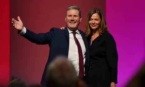 Labour party leader, Sir Keir Starmer, with his wife Victoria after addressing the Labour party conference in Brighton. 