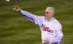 Jim Bunning, pictured here throwing out the first pitch before Game 5 of the 2008 World Series, pitched his perfect game for the Phillies in 1964.