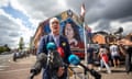 Sinn Féin politician Gerry Kelly speaking to the media outside the party's Falls Road office in Belfast, 14 August 2023. 