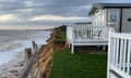 The seafront at Pakefield Holiday Park where high tides and wind have eroded part of the beach.