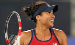 Heather Watson celebrates beating Veronika Kudermetova in Abu Dhabi.