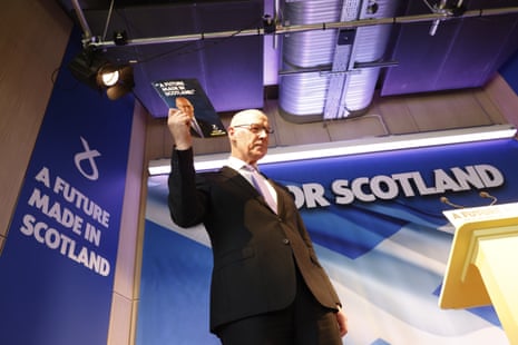 SNP leader and first minister John Swinney launching the SNP’s Westminster election manifesto.