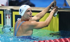 Bronte Campbell in the pool after a national swimming trials race in 2021