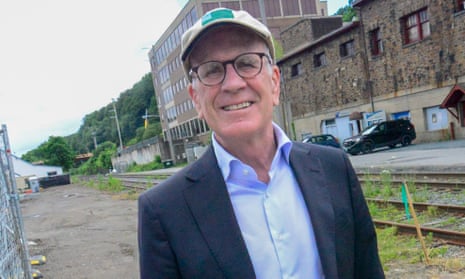 Peter Welch, a Vermont senator, stands where the new Amtrak station will be built in Brattleboro, Vermont.