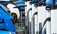 Electric cars charging in Edinburgh, Scotland.