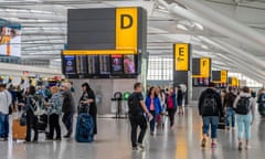 A check-in area at Heathrow Airport, where a 24-year-old former British Airways employee was allegedly running a £3m immigration scam