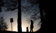 Silhouette Woman With Dog On Field