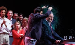 Yaz Ashmawi pours glitter over Keir Starmer at the Labour party conference in Liverpool.