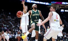 Patty Mills and Australia Boomers beat Nikola Jokic and Aleksa Radanov of Serbia 84-73 at Etihad Arena in a Paris Olympic Games warm-up